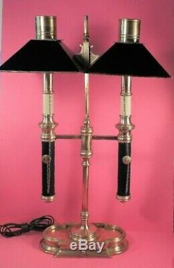 Vtg CHAPMAN DOUBLE BOUILLOTTE TABLE LAMP with TOLE SHADE (XLNT)