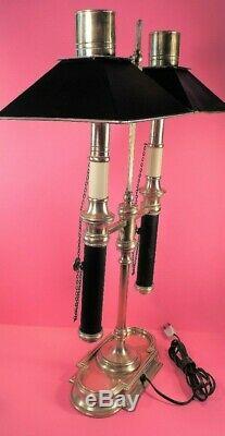 Vtg CHAPMAN DOUBLE BOUILLOTTE TABLE LAMP with TOLE SHADE (XLNT)