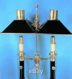 Vtg CHAPMAN DOUBLE BOUILLOTTE TABLE LAMP with TOLE SHADE (XLNT)