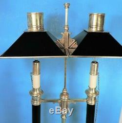 Vtg CHAPMAN DOUBLE BOUILLOTTE TABLE LAMP with TOLE SHADE (XLNT)