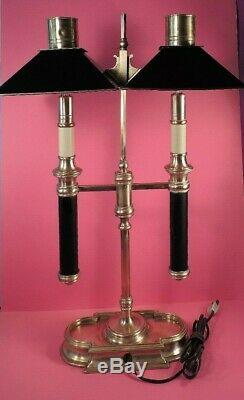 Vtg CHAPMAN DOUBLE BOUILLOTTE TABLE LAMP with TOLE SHADE (XLNT)