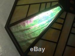Vtg Carmel Slag Glass With copper Lamp Shade 8 Panels 15 X 15 A BEAUTY