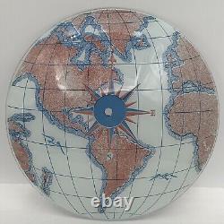 Vtg Compass World Map Globe Glass Ceiling Fixture Light Shade Replacement 14.5