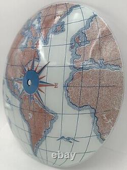 Vtg Compass World Map Globe Glass Ceiling Fixture Light Shade Replacement 14.5