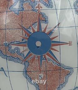 Vtg Compass World Map Globe Glass Ceiling Fixture Light Shade Replacement 14.5