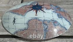 Vtg Compass World Map Globe Glass Ceiling Fixture Light Shade Replacement 14.5