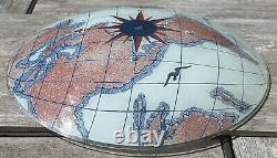 Vtg Compass World Map Globe Glass Ceiling Fixture Light Shade Replacement 14.5