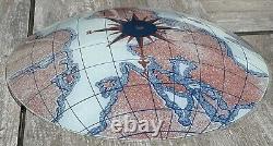 Vtg Compass World Map Globe Glass Ceiling Fixture Light Shade Replacement 14.5