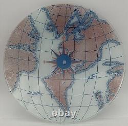 Vtg Compass World Map Globe Glass Ceiling Fixture Light Shade Replacement 14.5