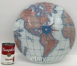 Vtg Compass World Map Globe Glass Ceiling Fixture Light Shade Replacement 14.5