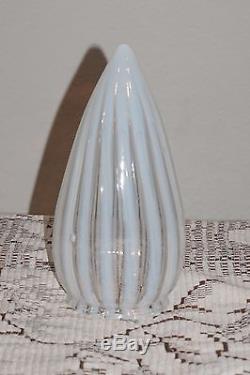 Vtg Cone Dome Glass Pendant Lamp Shade Spiral White Opalescent 3.25 Fitter