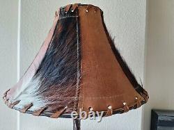 Vtg Cow Hide Lamp Shade Western Rustic Cabin Decor LAMP SHADE ONLY