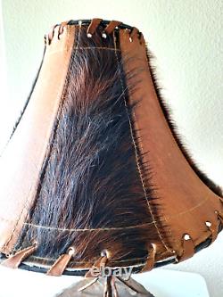 Vtg Cow Hide Lamp Shade Western Rustic Cabin Decor LAMP SHADE ONLY