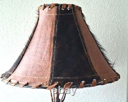 Vtg Cow Hide Lamp Shade Western Rustic Cabin Decor LAMP SHADE ONLY