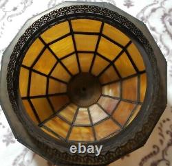 Vtg DALE TIFFANY Art & Craft Style Mission Stained Slag Glass Lamp Shade