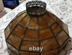 Vtg DALE TIFFANY Art & Craft Style Mission Stained Slag Glass Lamp Shade