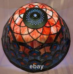 Vtg. Dale Tiffany Inc. Stain Glass Peacock Lamp Shade 15 3/4 W x 8 H