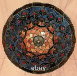 Vtg. Dale Tiffany Inc. Stain Glass Peacock Lamp Shade 15 3/4 W x 8 H