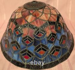 Vtg. Dale Tiffany Inc. Stain Glass Peacock Lamp Shade 15 3/4 W x 8 H