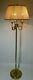 Vtg Ethan Allen Brass French Bouillotte 3 Solid Trumpet Arms Floor Lamp + Shade