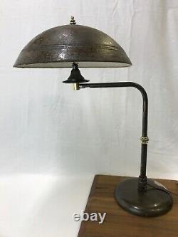 Vtg Emeralite Table Desk Lamp Industrial Metal Dome Shade Adjustable Swivel Arm