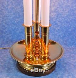 Vtg. FREDERICK COOPER Brass Bouillotte 3 Lite Desk / Table Lamp & Shade- EUC