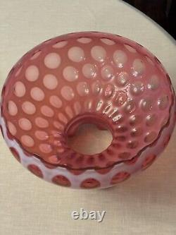 Vtg Fenton Cranberry Opalescent Coin Dot Ruffled Edge Hurricane Lamp Shade