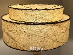 Vtg Fiberglass Lamp Shade 2 Tier MCM Retro 7 H X 11 & 14 Diam Abstract Pattern
