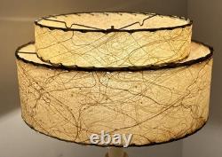 Vtg Fiberglass Lamp Shade 2 Tier MCM Retro 7 H X 11 & 14 Diam Abstract Pattern