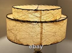 Vtg Fiberglass Lamp Shade 2 Tier MCM Retro 7 H X 11 & 14 Diam Abstract Pattern
