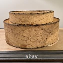 Vtg Fiberglass Lamp Shade 2 Tier MCM Retro 7 H X 11 & 14 Diam Abstract Pattern
