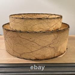 Vtg Fiberglass Lamp Shade 2 Tier MCM Retro 7 H X 11 & 14 Diam Abstract Pattern