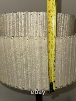 Vtg Fiberglass Lamp Shade 2 Tier MCM Retro 9 H X 16 D White Vertical Texture
