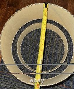 Vtg Fiberglass Lamp Shade 2 Tier MCM Retro 9 H X 16 D White Vertical Texture