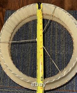 Vtg Fiberglass Lamp Shade 2 Tier MCM Retro 9 H X 16 D White Vertical Texture