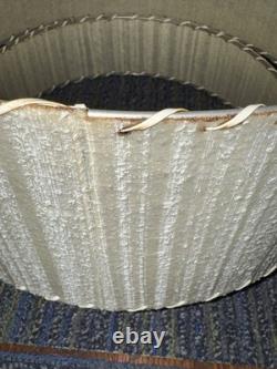 Vtg Fiberglass Lamp Shade 2 Tier MCM Retro 9 H X 16 D White Vertical Texture