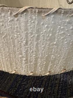 Vtg Fiberglass Lamp Shade 2 Tier MCM Retro 9 H X 16 D White Vertical Texture