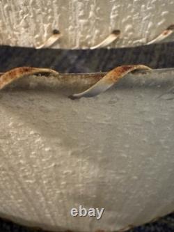 Vtg Fiberglass Lamp Shade 2 Tier MCM Retro 9 H X 16 D White Vertical Texture