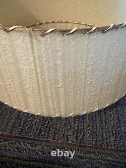Vtg Fiberglass Lamp Shade 2 Tier MCM Retro 9 H X 16 D White Vertical Texture