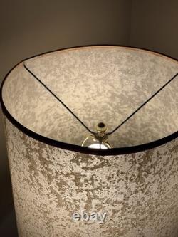 Vtg Fiberglass Lamp Shade Barrel Drum MCM About 14H X 14D Beige with White Texture