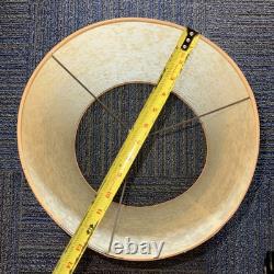 Vtg Fiberglass Lamp Shade Barrel Drum MCM About 14H X 14D Beige with White Texture