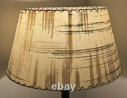 Vtg Fiberglass Lamp Shade Drum MCM Retro 10.5 H X 19 Diam. Beige Plaid Stripes