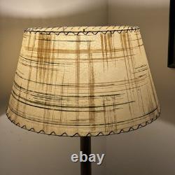 Vtg Fiberglass Lamp Shade Drum MCM Retro 10.5 H X 19 Diam. Beige Plaid Stripes