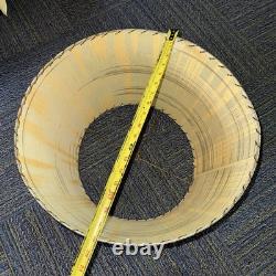 Vtg Fiberglass Lamp Shade Drum MCM Retro 10.5 H X 19 Diam. Beige Plaid Stripes