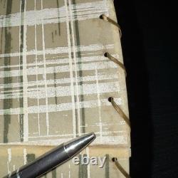Vtg Fiberglass Lamp Shade Drum MCM Retro 10.5 H X 19 Diam. Beige Plaid Stripes