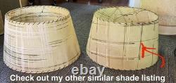 Vtg Fiberglass Lamp Shade Drum MCM Retro 10.5 H X 19 Diam. Beige Plaid Stripes