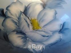 Vtg GWTW Blue Hanging Oil Roses Aladdin Duplex L&L E&F 13 1/2 Lamp Shade Pair