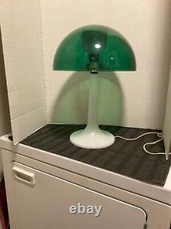 Vtg Gilbert Softlite 70s Acrylic Mushroom Lamp White Base Green Shade