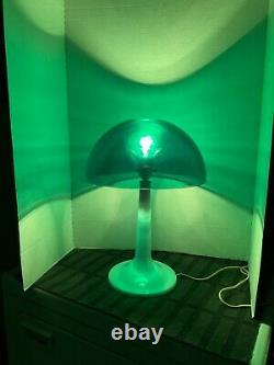 Vtg Gilbert Softlite 70s Acrylic Mushroom Lamp White Base Green Shade