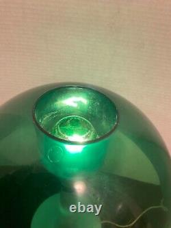 Vtg Gilbert Softlite 70s Acrylic Mushroom Lamp White Base Green Shade